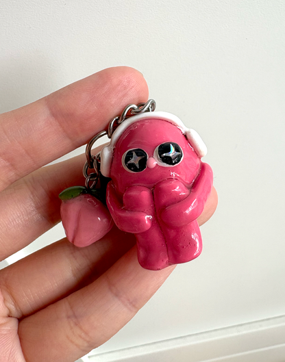 Imperfect Pink Anxious Guy Keychain (discounted) Indigopearl