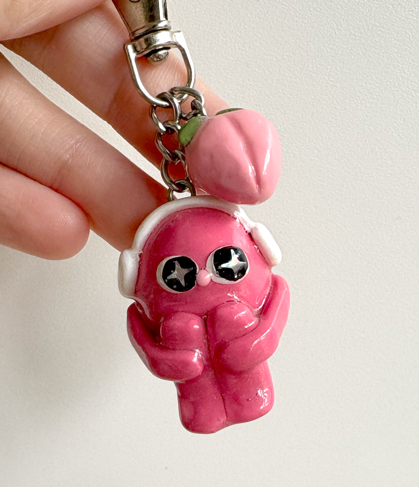 Imperfect Pink Anxious Guy Keychain (discounted) Indigopearl